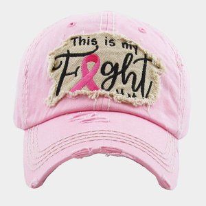 Women’s Breast Cancer Awareness Pink Ribbon Logo Hope Shredded Baseball Hat Cap